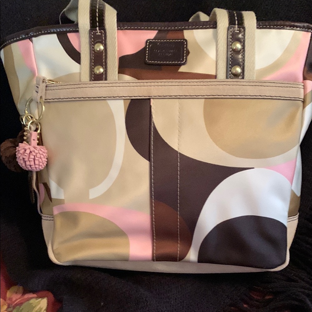 Coach scarf print tote & pouch